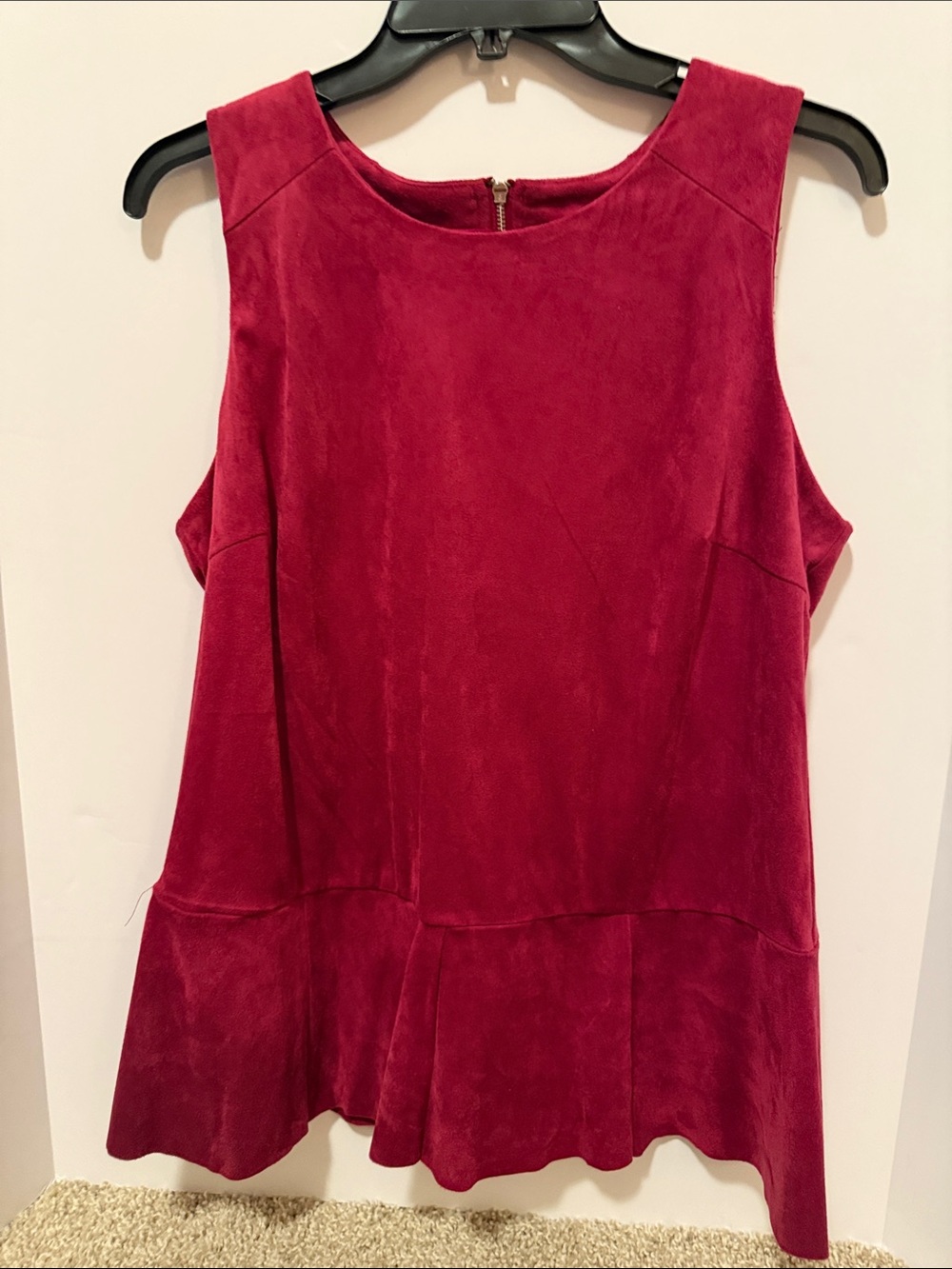 Spense Sleeveless Peplum Tunic in Wine Red